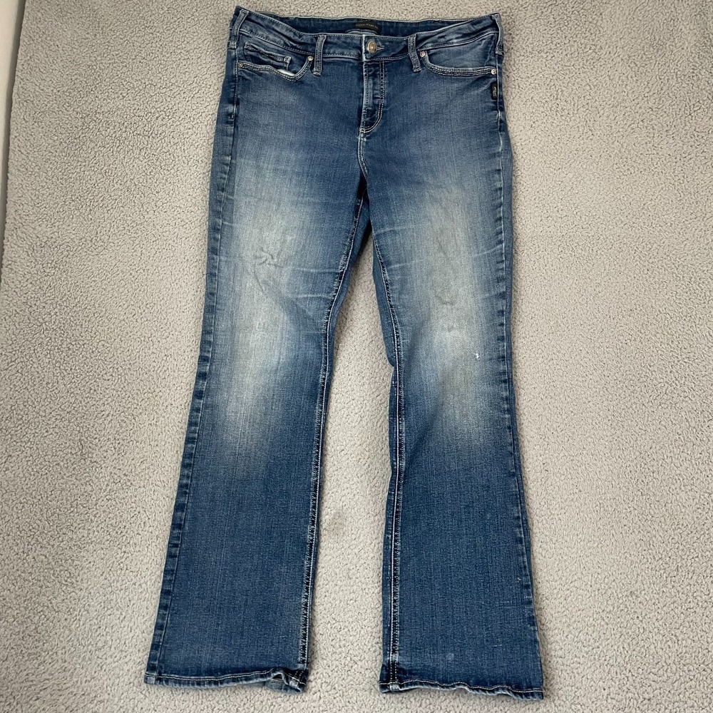 Silver Jeans Suki Mid-Rise Bootcut Jeans Women's 16 Blue Denim Stretch